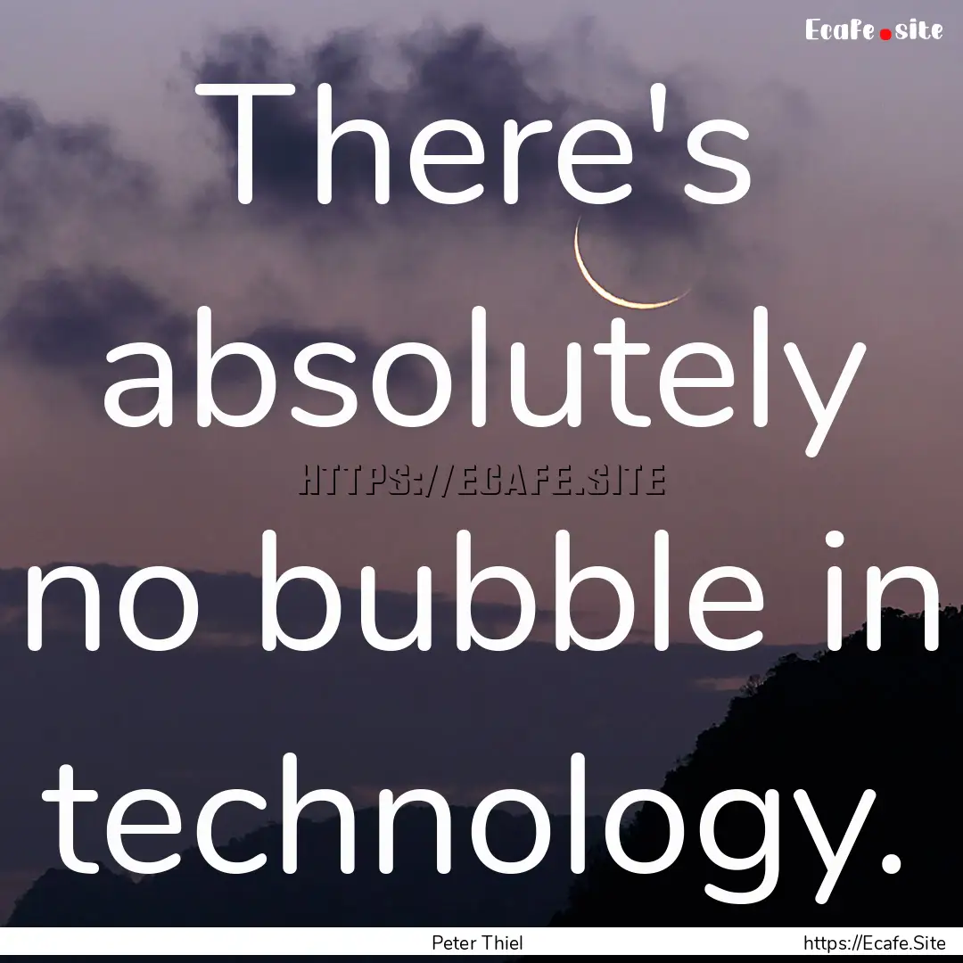 There's absolutely no bubble in technology..... : Quote by Peter Thiel