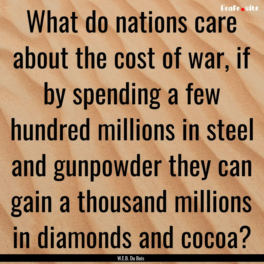 What do nations care about the cost of war,.... : Quote by W.E.B. Du Bois