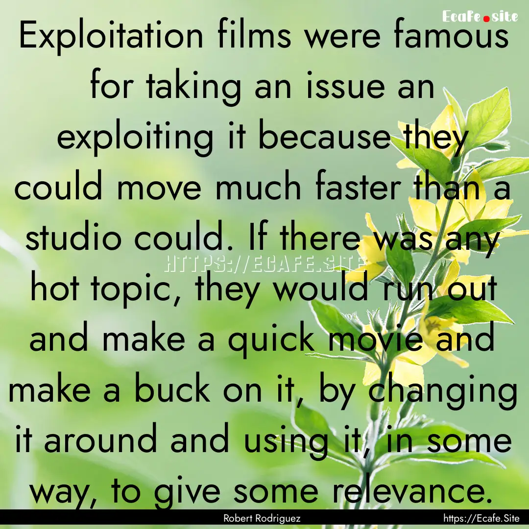 Exploitation films were famous for taking.... : Quote by Robert Rodriguez