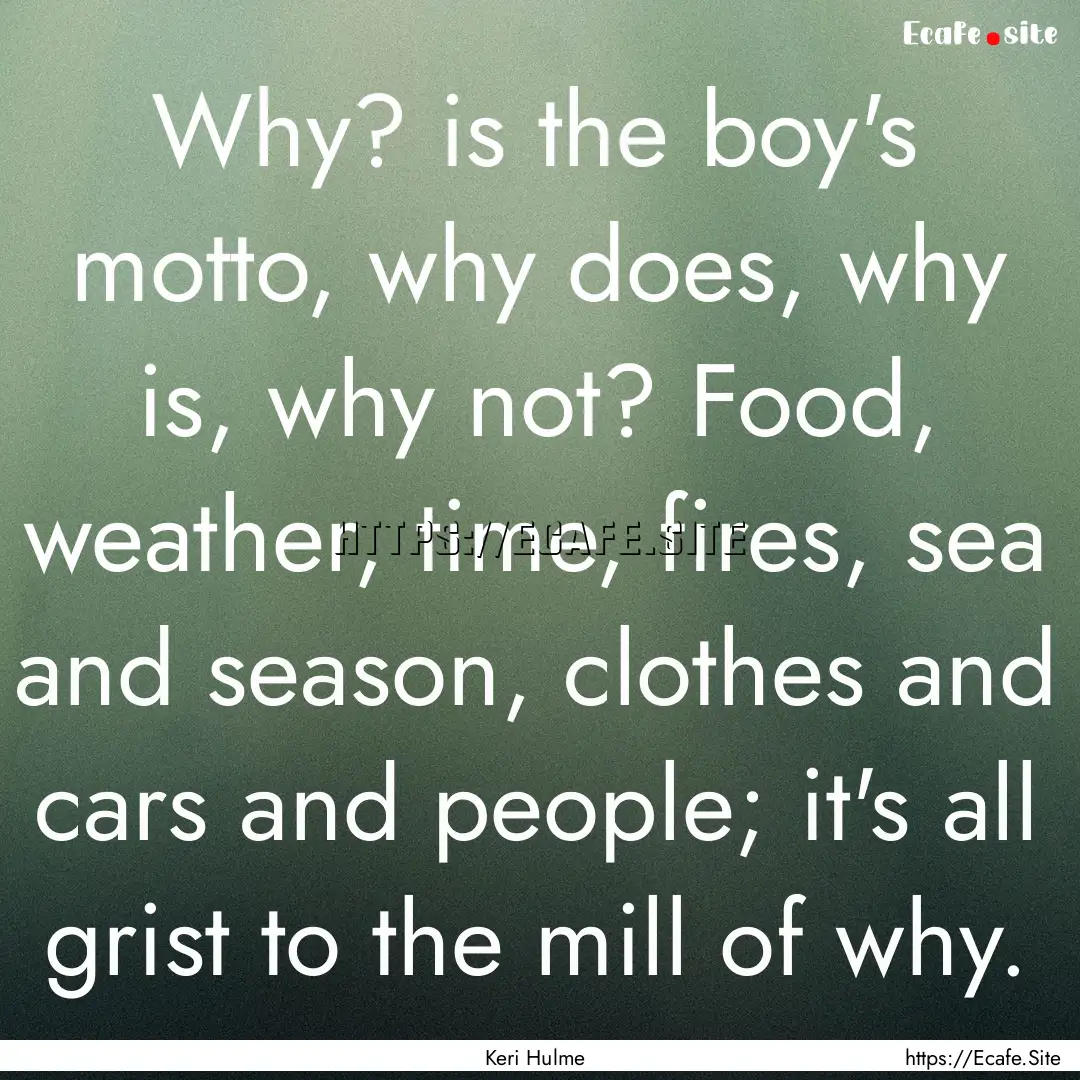 Why? is the boy's motto, why does, why is,.... : Quote by Keri Hulme