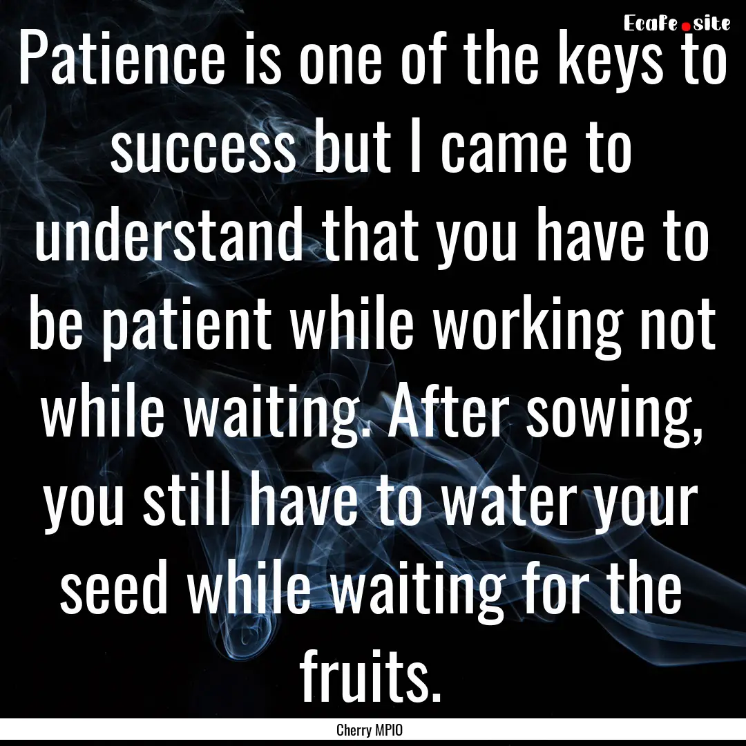 Patience is one of the keys to success but.... : Quote by Cherry MPIO