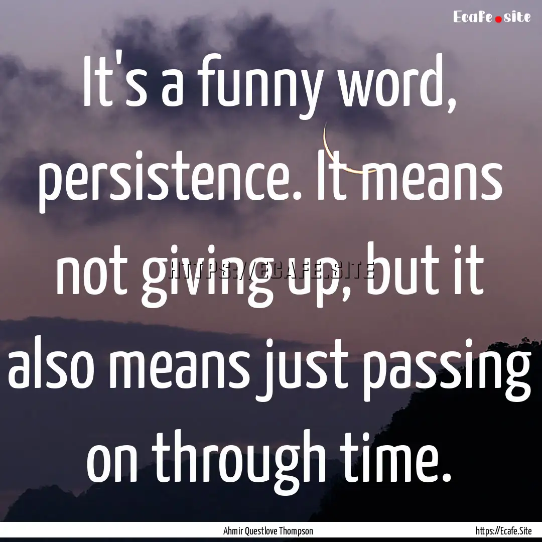 It's a funny word, persistence. It means.... : Quote by Ahmir Questlove Thompson