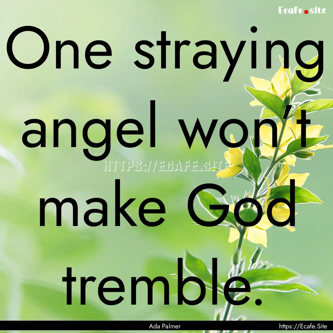 One straying angel won’t make God tremble..... : Quote by Ada Palmer