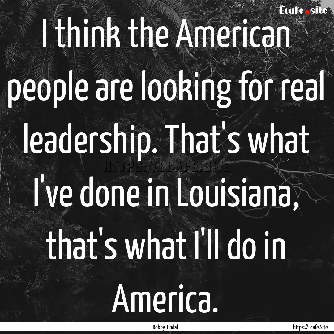 I think the American people are looking for.... : Quote by Bobby Jindal