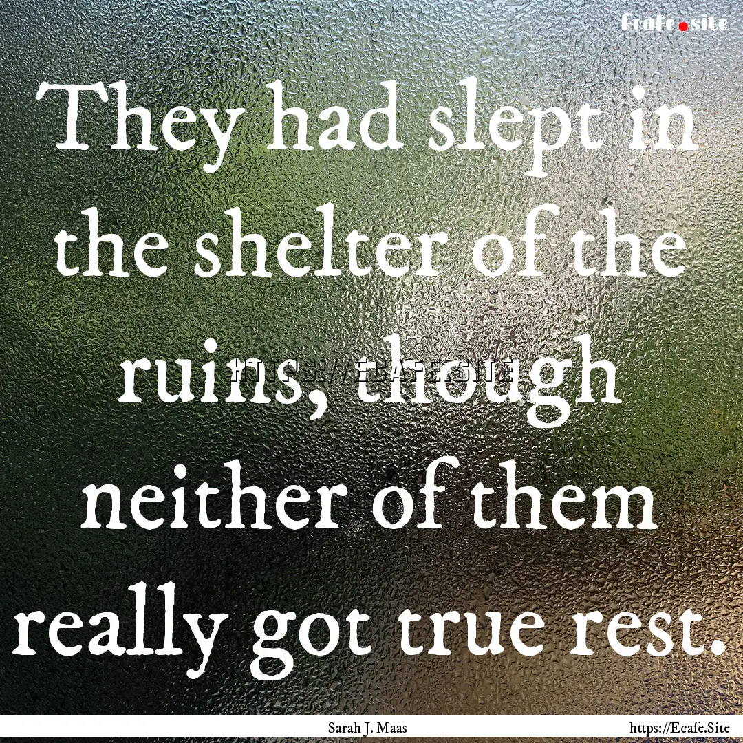 They had slept in the shelter of the ruins,.... : Quote by Sarah J. Maas