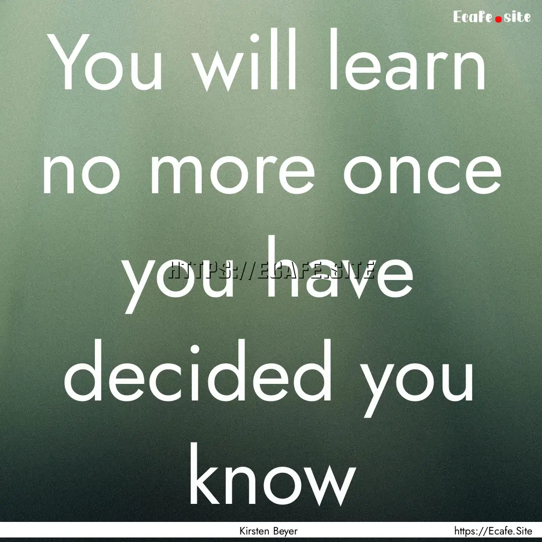 You will learn no more once you have decided.... : Quote by Kirsten Beyer