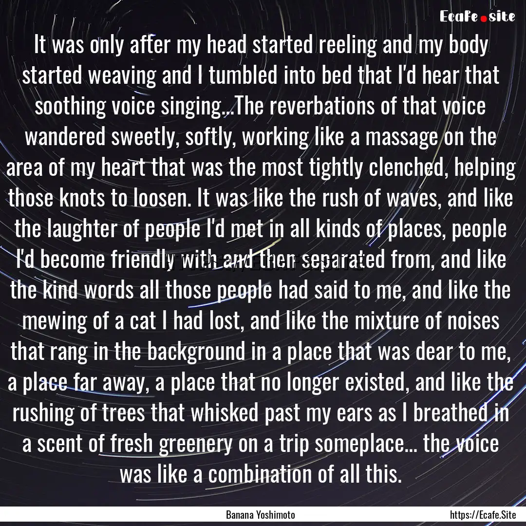 It was only after my head started reeling.... : Quote by Banana Yoshimoto