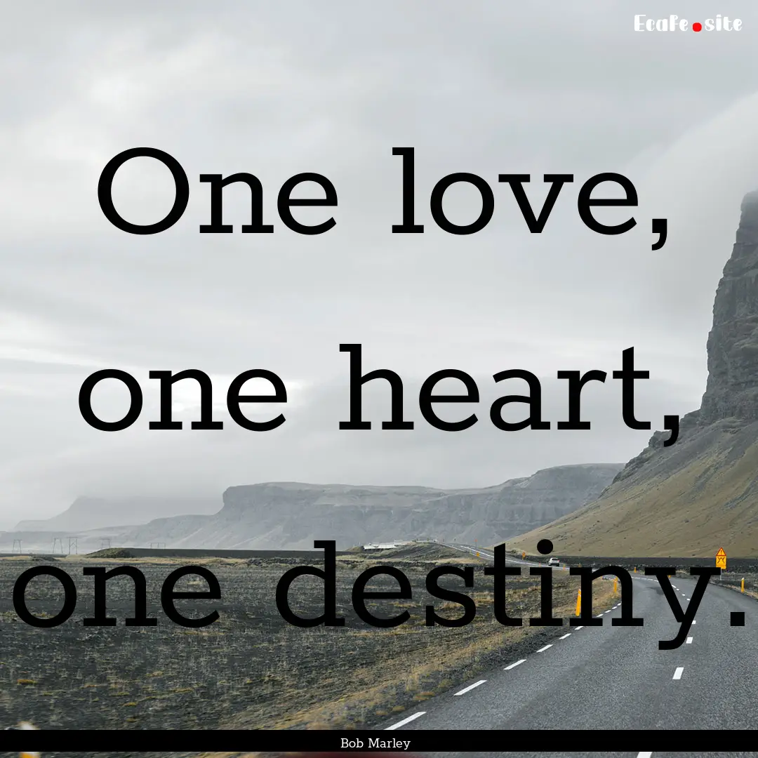 One love, one heart, one destiny. : Quote by Bob Marley