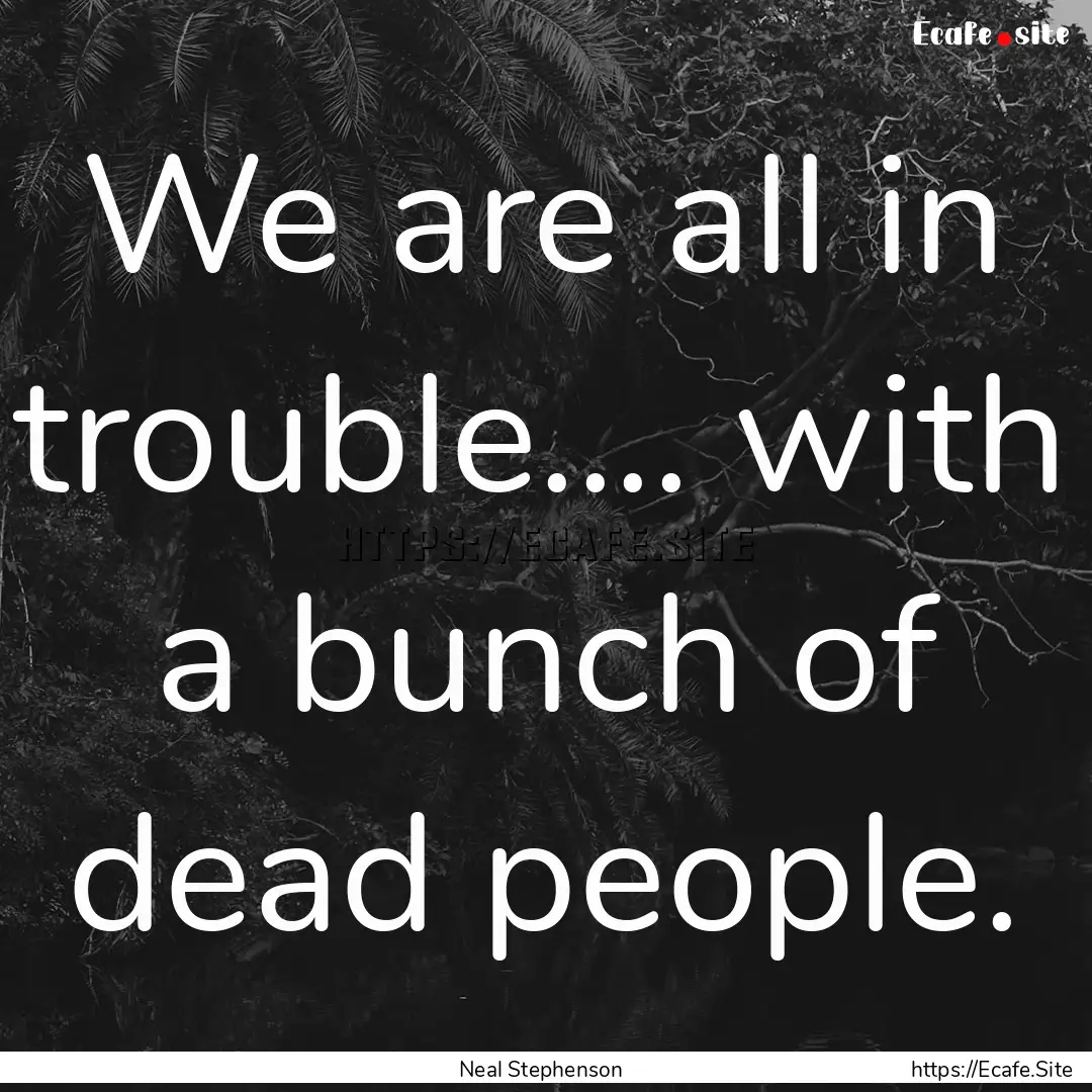 We are all in trouble.... with a bunch of.... : Quote by Neal Stephenson