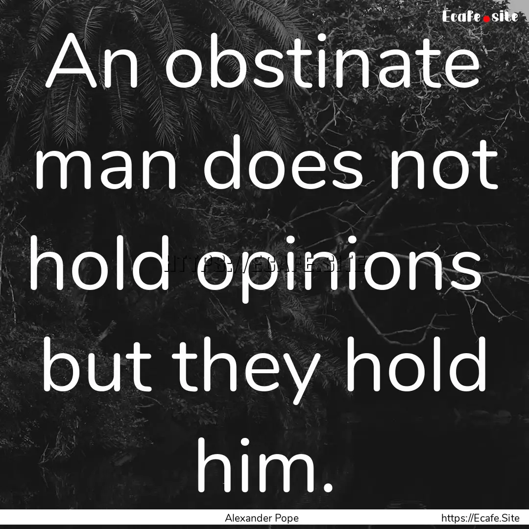 An obstinate man does not hold opinions .... : Quote by Alexander Pope