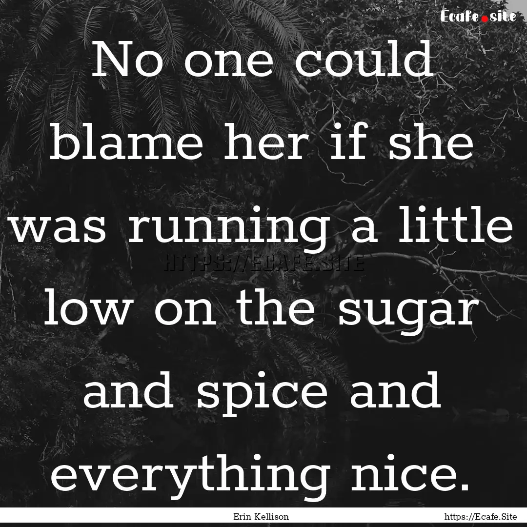 No one could blame her if she was running.... : Quote by Erin Kellison