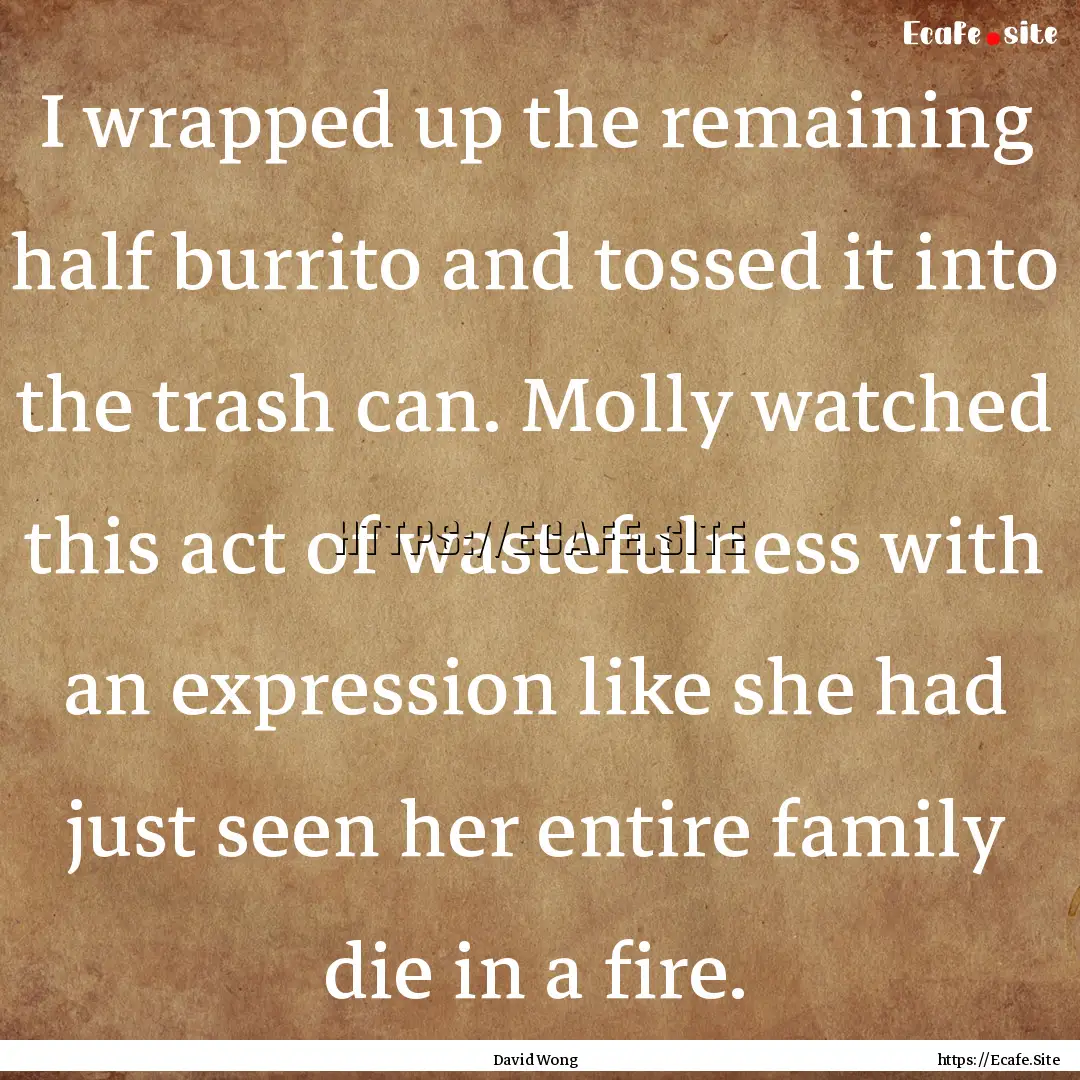 I wrapped up the remaining half burrito and.... : Quote by David Wong