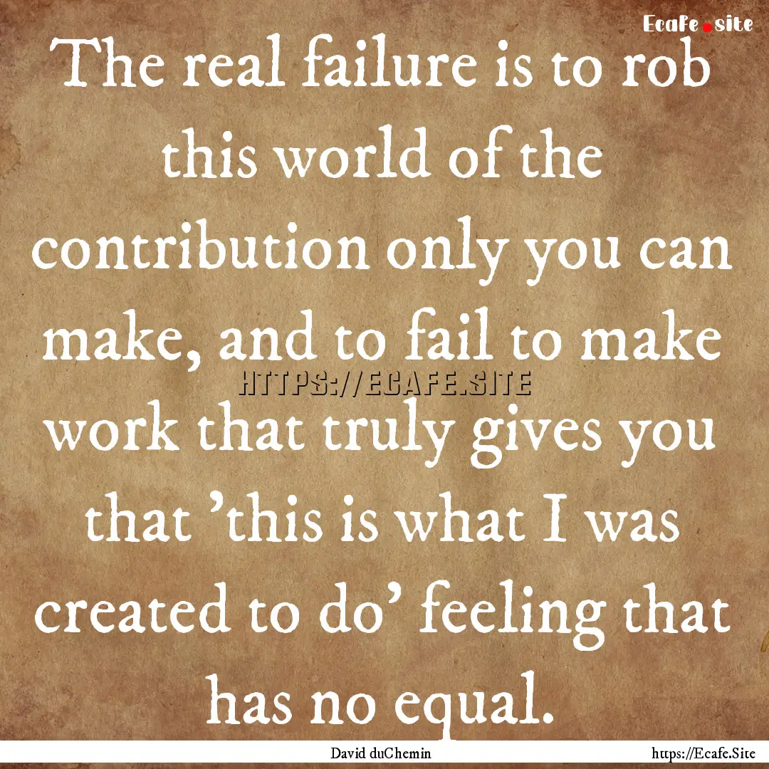 The real failure is to rob this world of.... : Quote by David duChemin