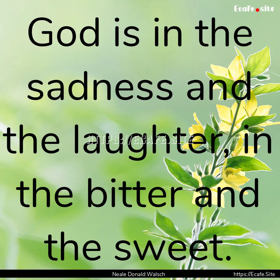 God is in the sadness and the laughter, in.... : Quote by Neale Donald Walsch