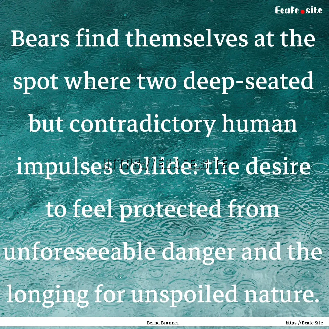 Bears find themselves at the spot where two.... : Quote by Bernd Brunner