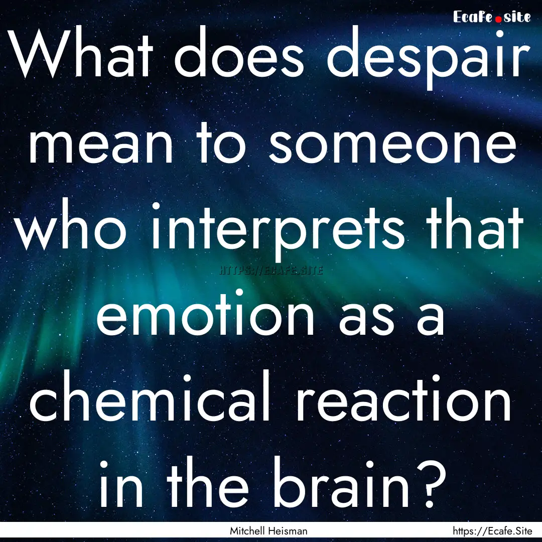 What does despair mean to someone who interprets.... : Quote by Mitchell Heisman