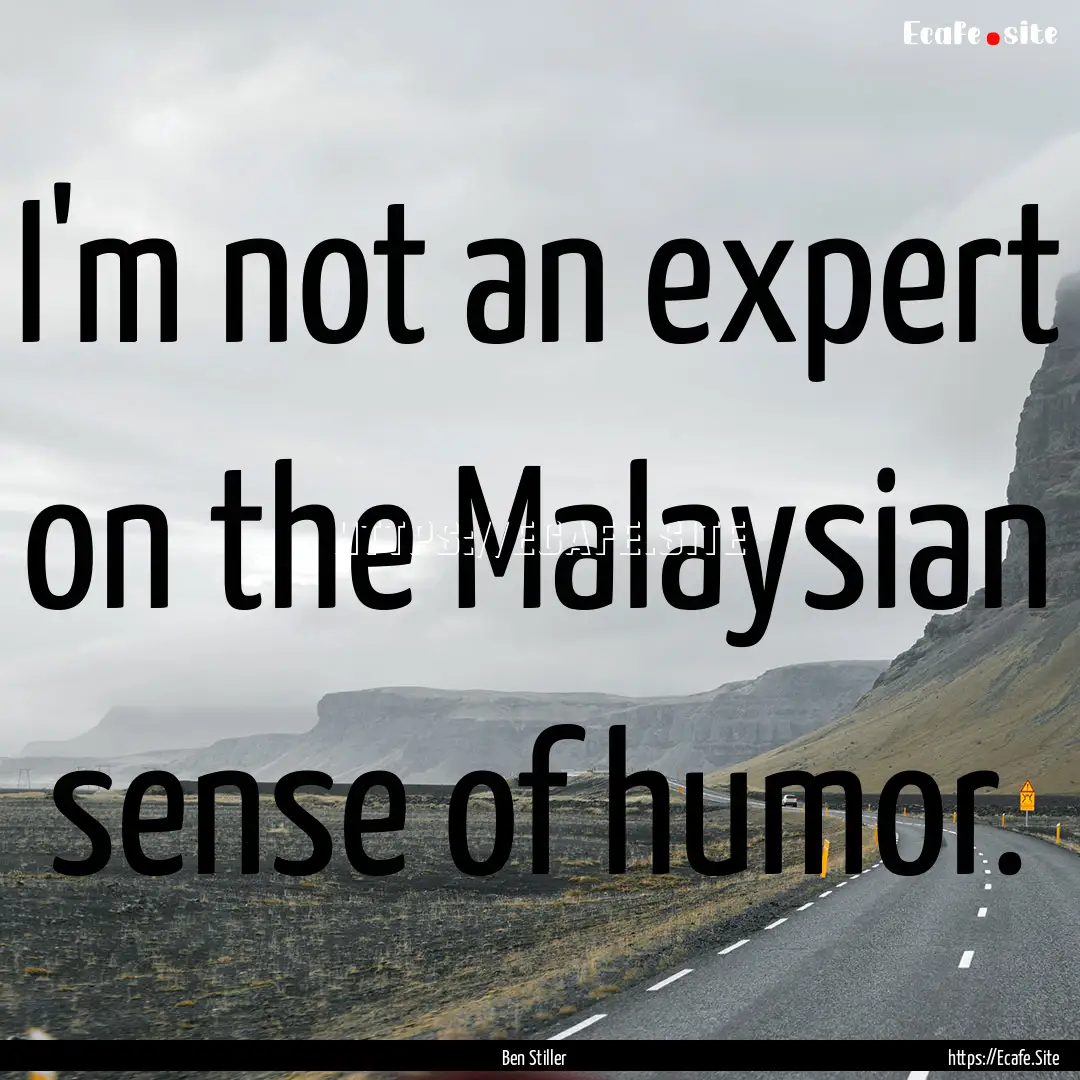 I'm not an expert on the Malaysian sense.... : Quote by Ben Stiller