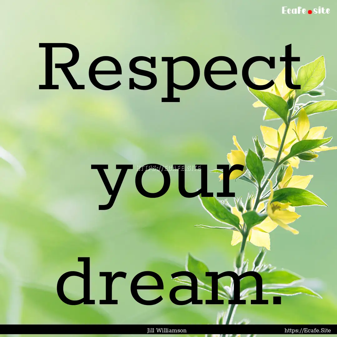 Respect your dream. : Quote by Jill Williamson