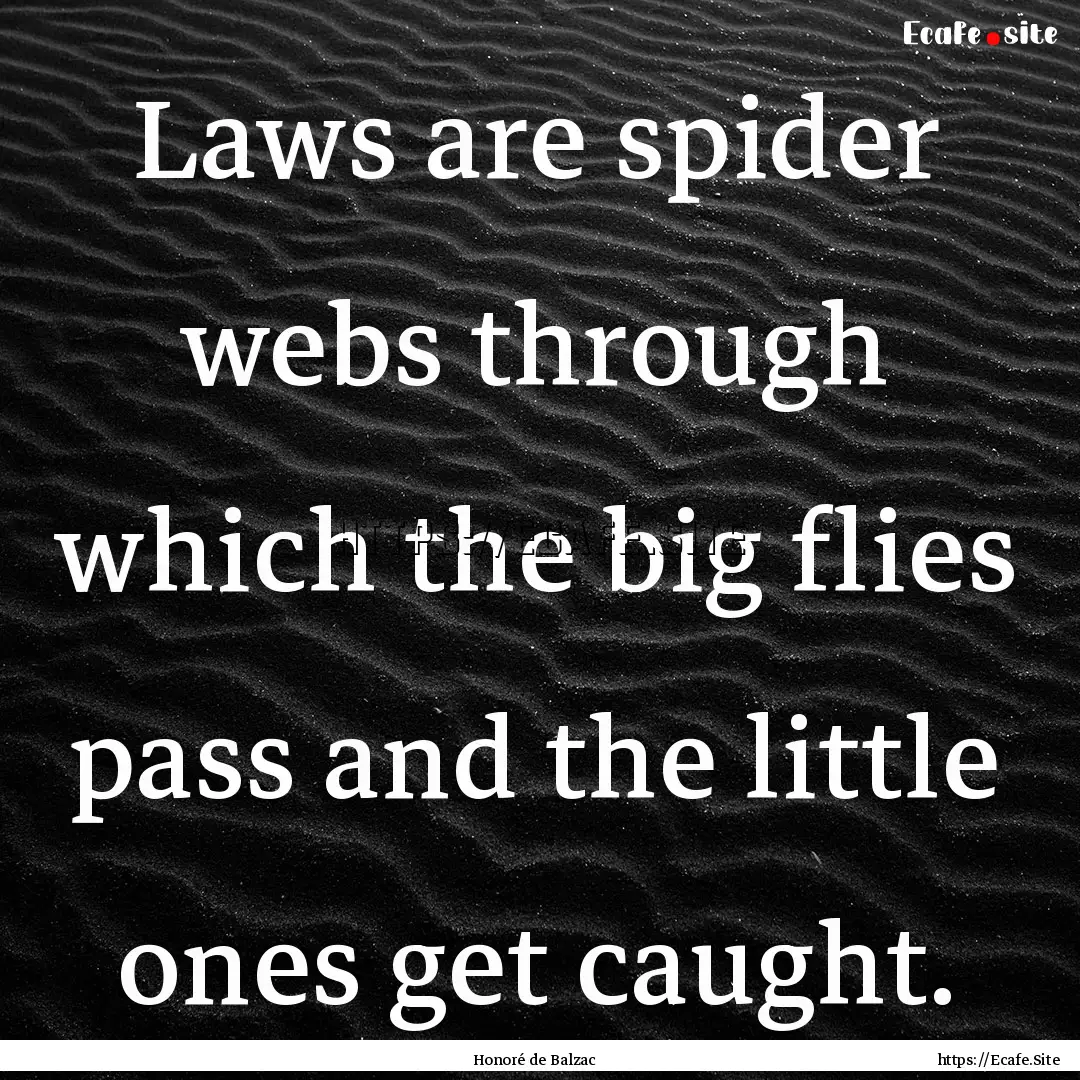 Laws are spider webs through which the big.... : Quote by Honoré de Balzac