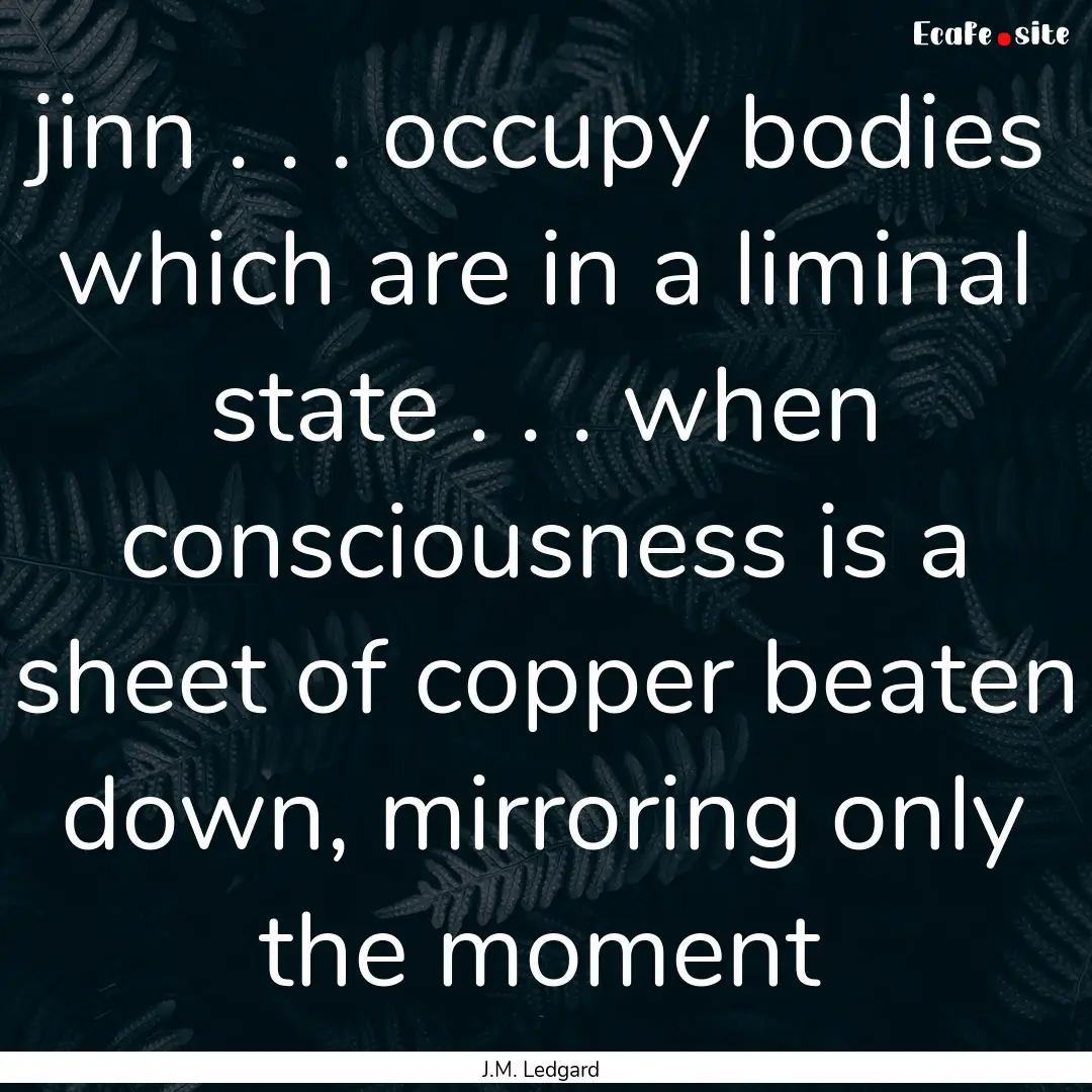 jinn . . . occupy bodies which are in a liminal.... : Quote by J.M. Ledgard