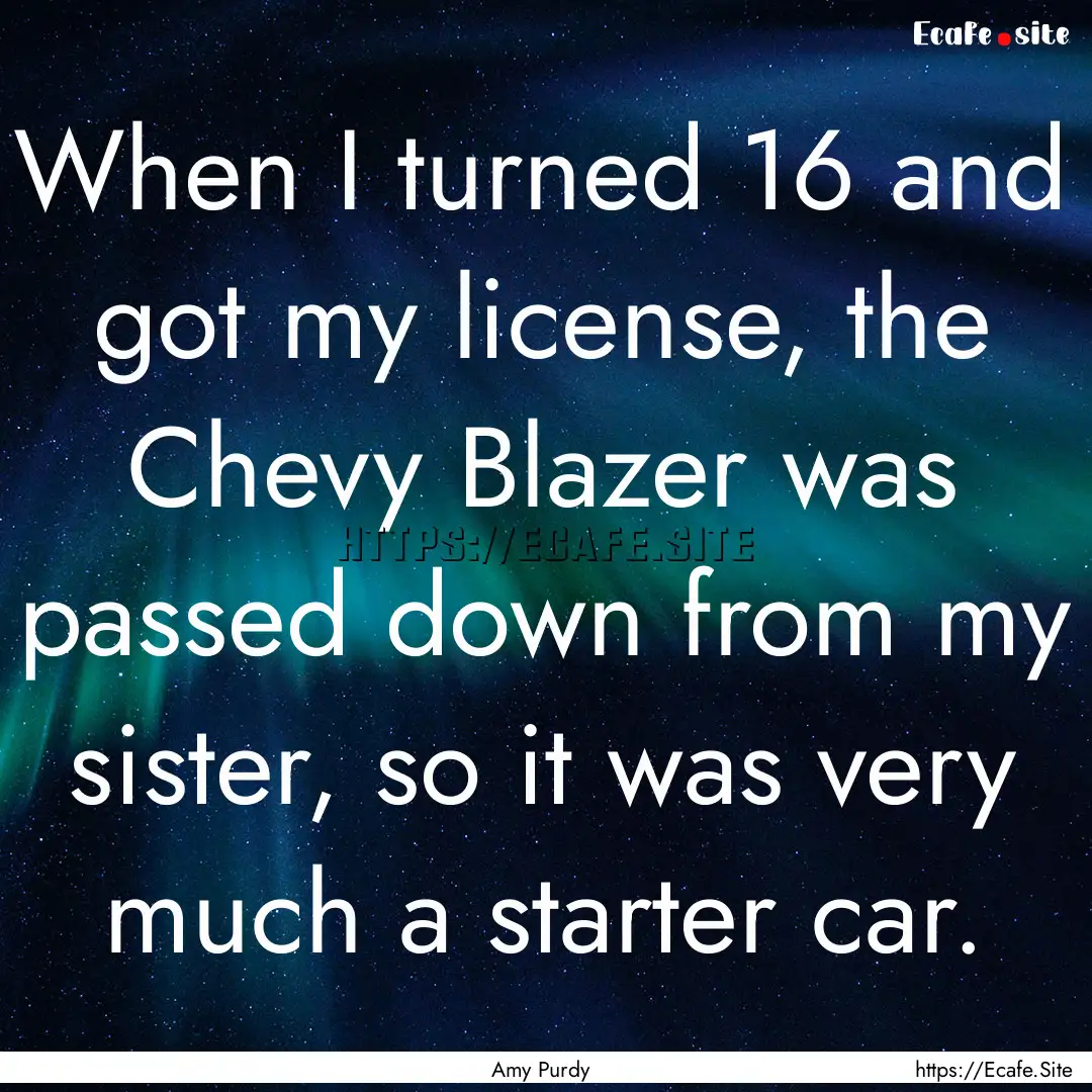 When I turned 16 and got my license, the.... : Quote by Amy Purdy