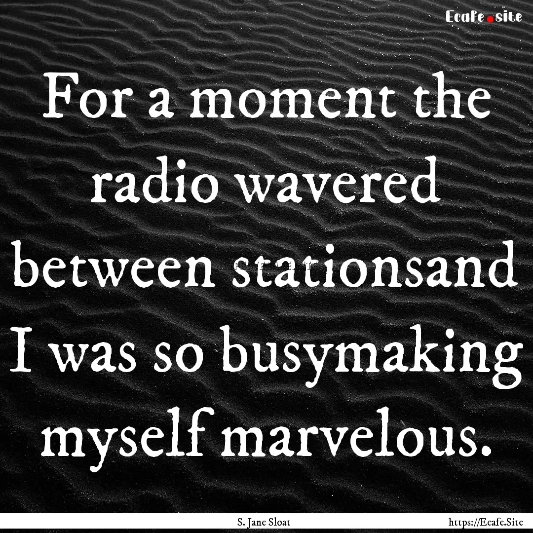 For a moment the radio wavered between stationsand.... : Quote by S. Jane Sloat