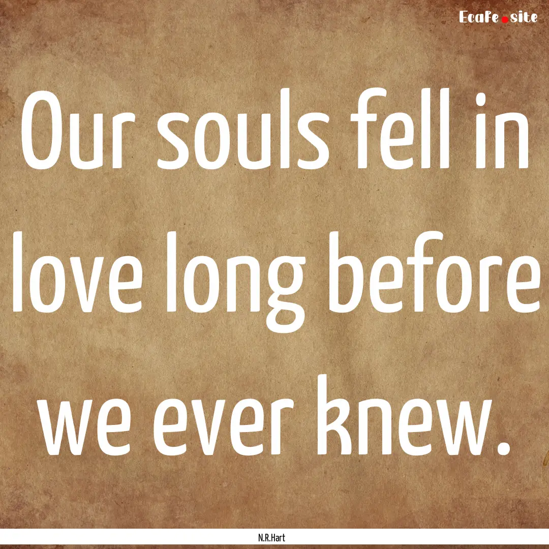 Our souls fell in love long before we ever.... : Quote by N.R.Hart