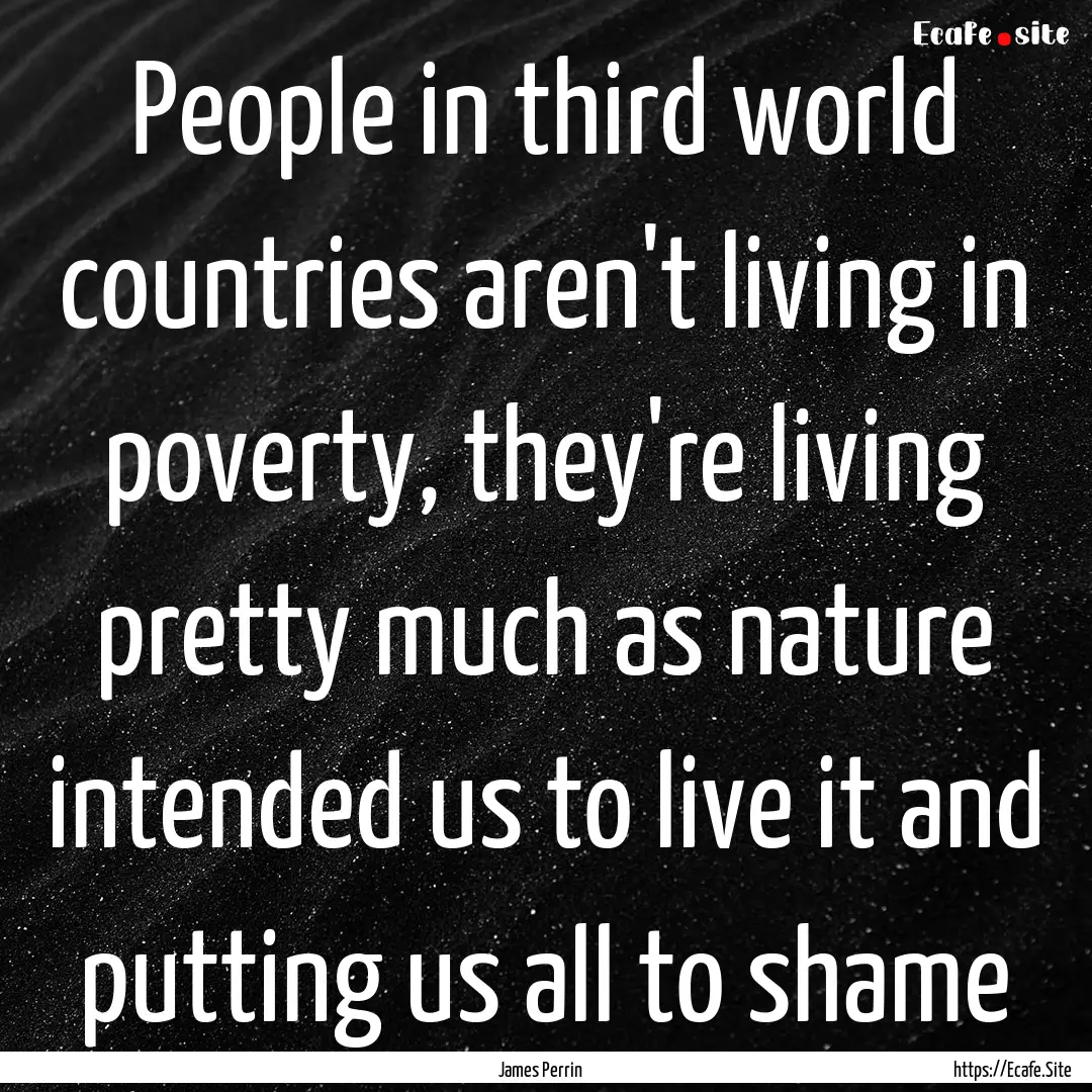 People in third world countries aren't living.... : Quote by James Perrin