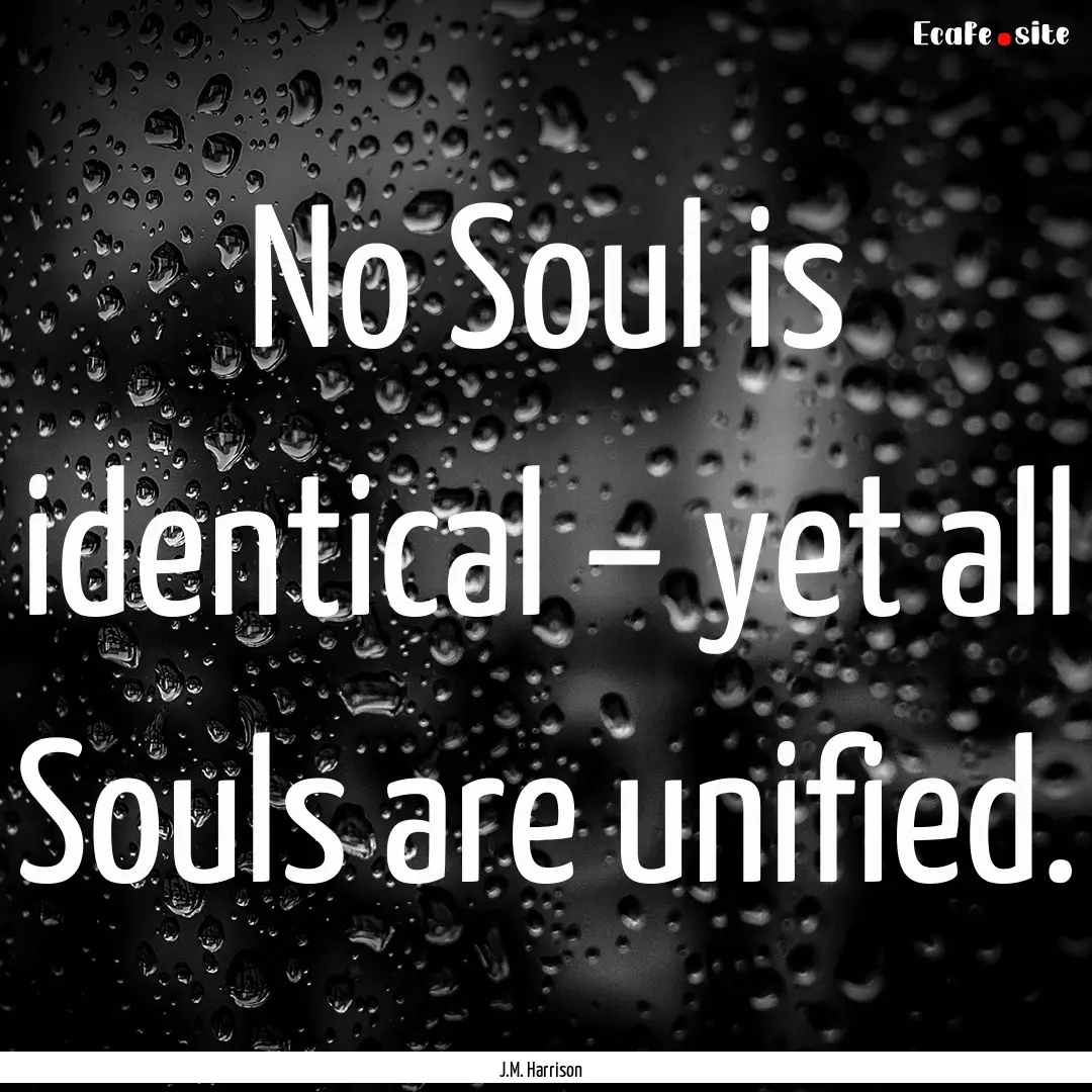 No Soul is identical – yet all Souls are.... : Quote by J.M. Harrison