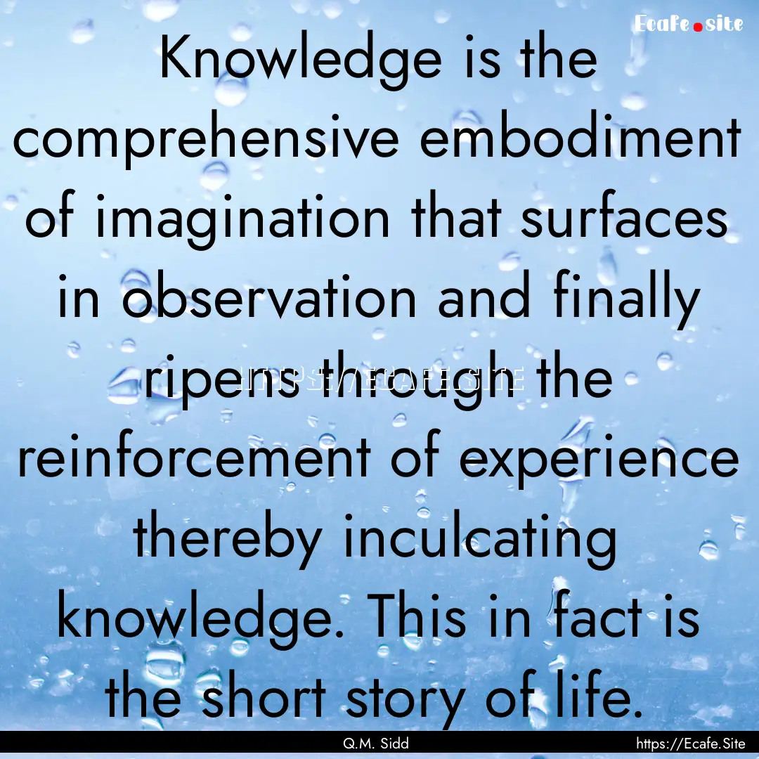 Knowledge is the comprehensive embodiment.... : Quote by Q.M. Sidd