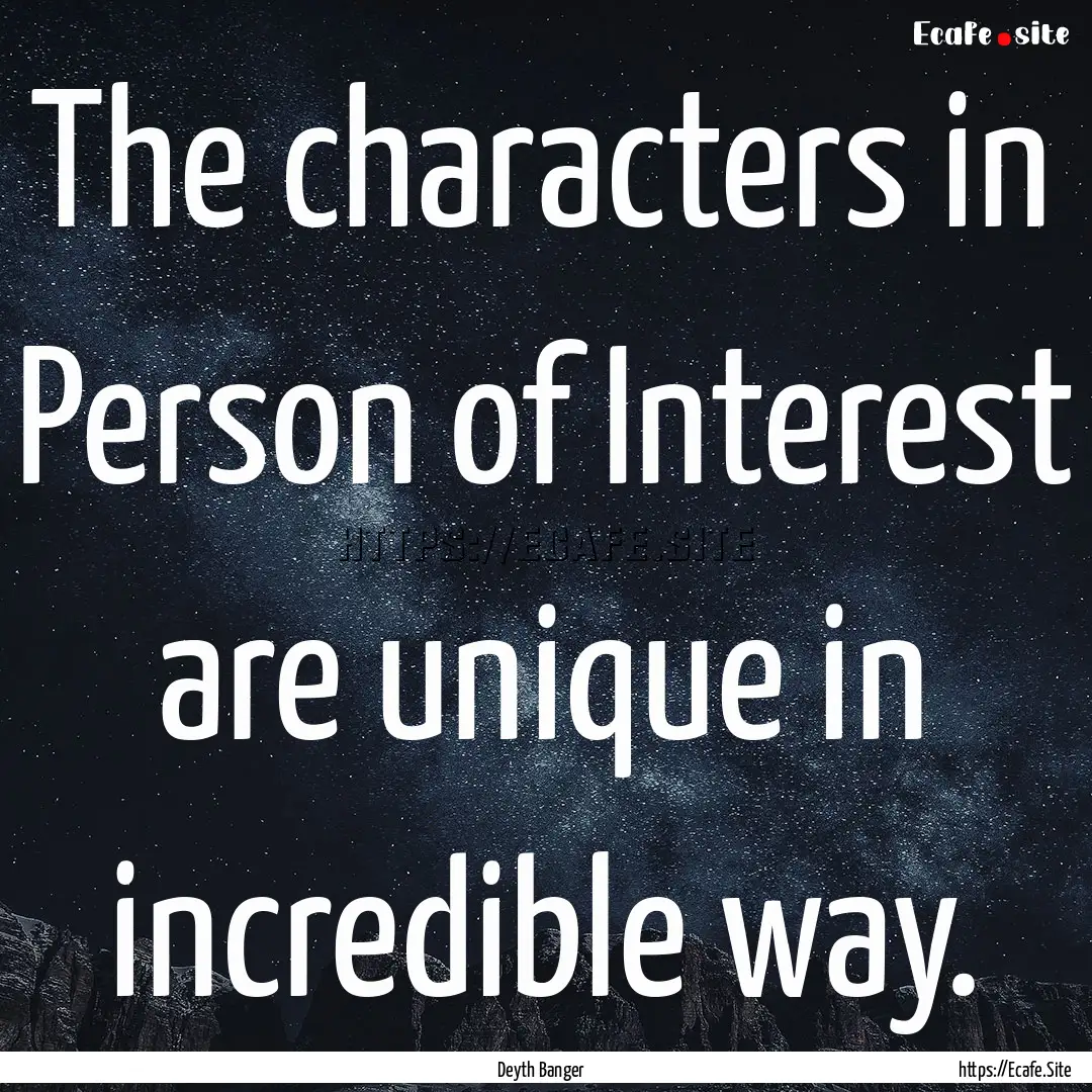 The characters in Person of Interest are.... : Quote by Deyth Banger