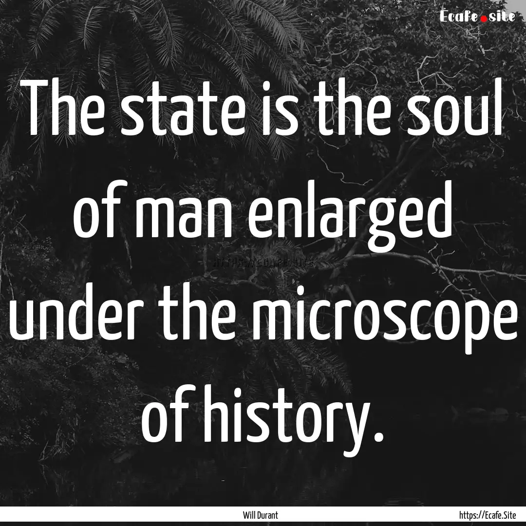 The state is the soul of man enlarged under.... : Quote by Will Durant