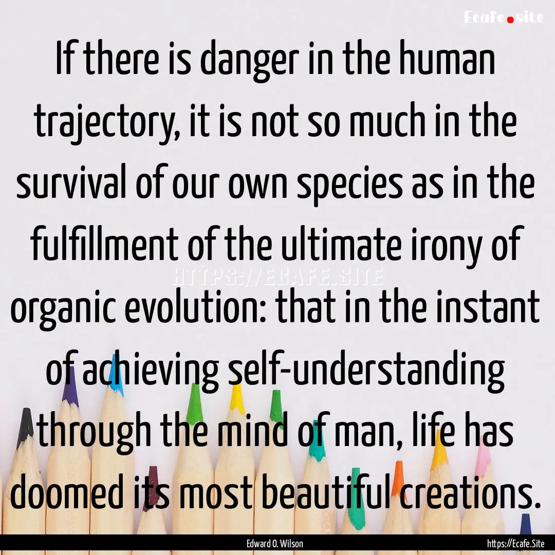 If there is danger in the human trajectory,.... : Quote by Edward O. Wilson