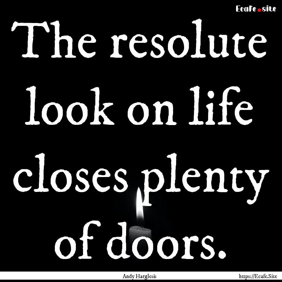 The resolute look on life closes plenty of.... : Quote by Andy Harglesis