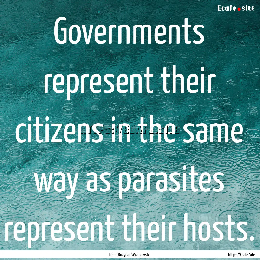 Governments represent their citizens in the.... : Quote by Jakub Bożydar Wiśniewski