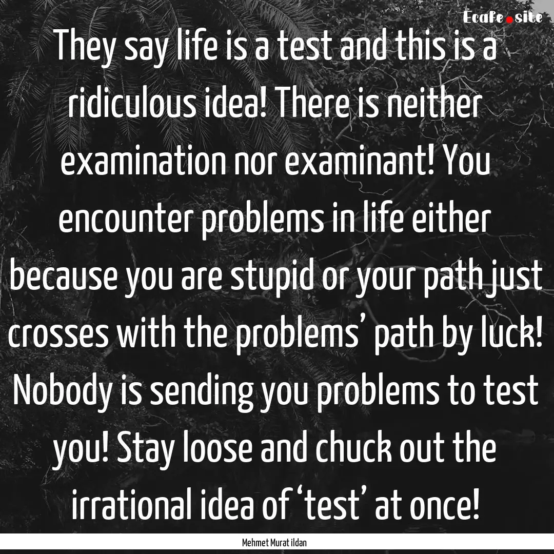 They say life is a test and this is a ridiculous.... : Quote by Mehmet Murat ildan