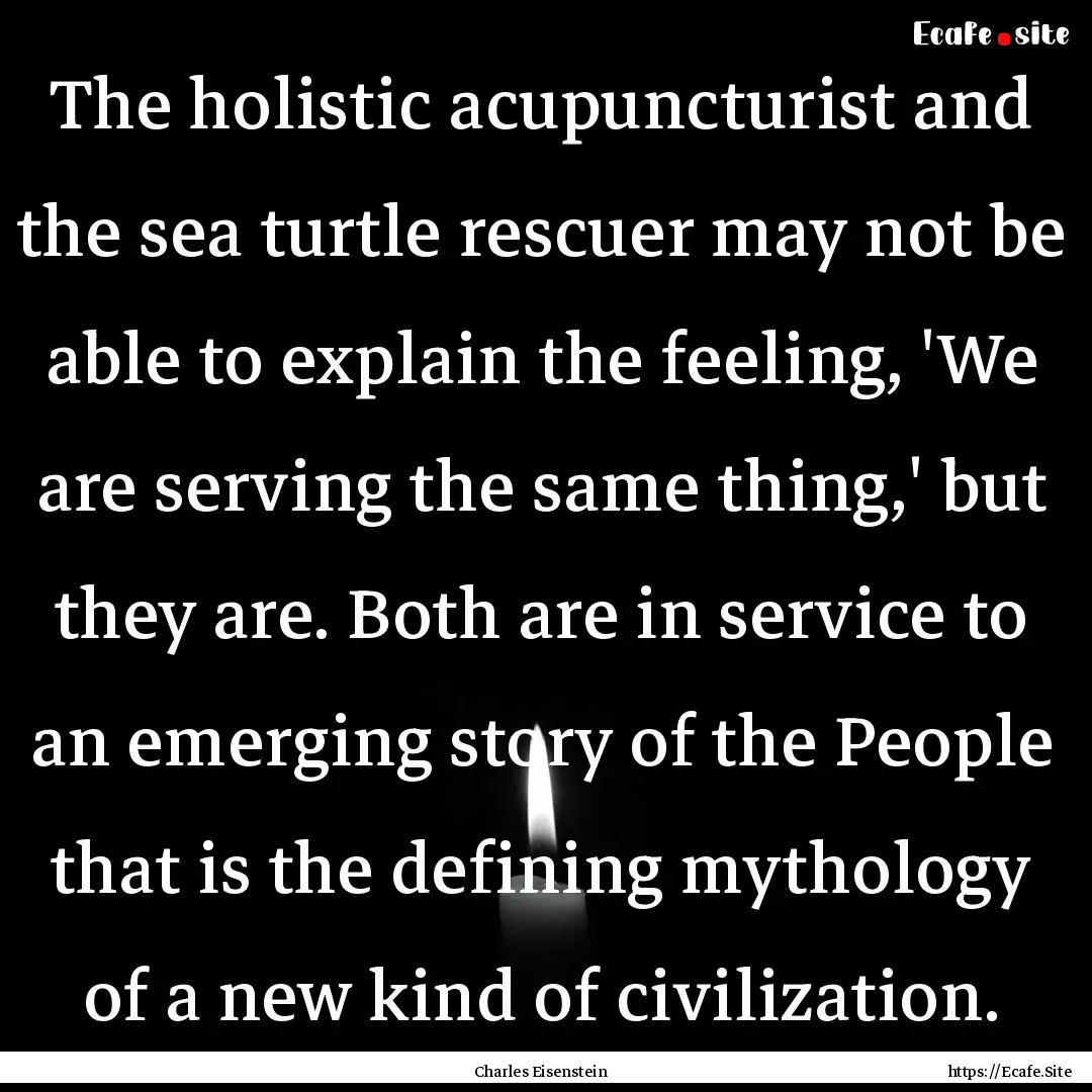 The holistic acupuncturist and the sea turtle.... : Quote by Charles Eisenstein