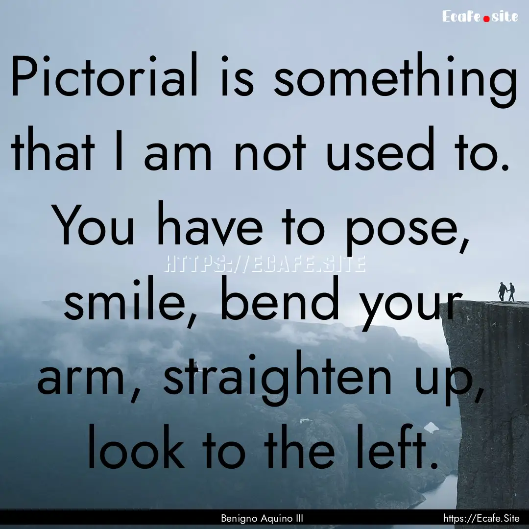 Pictorial is something that I am not used.... : Quote by Benigno Aquino III