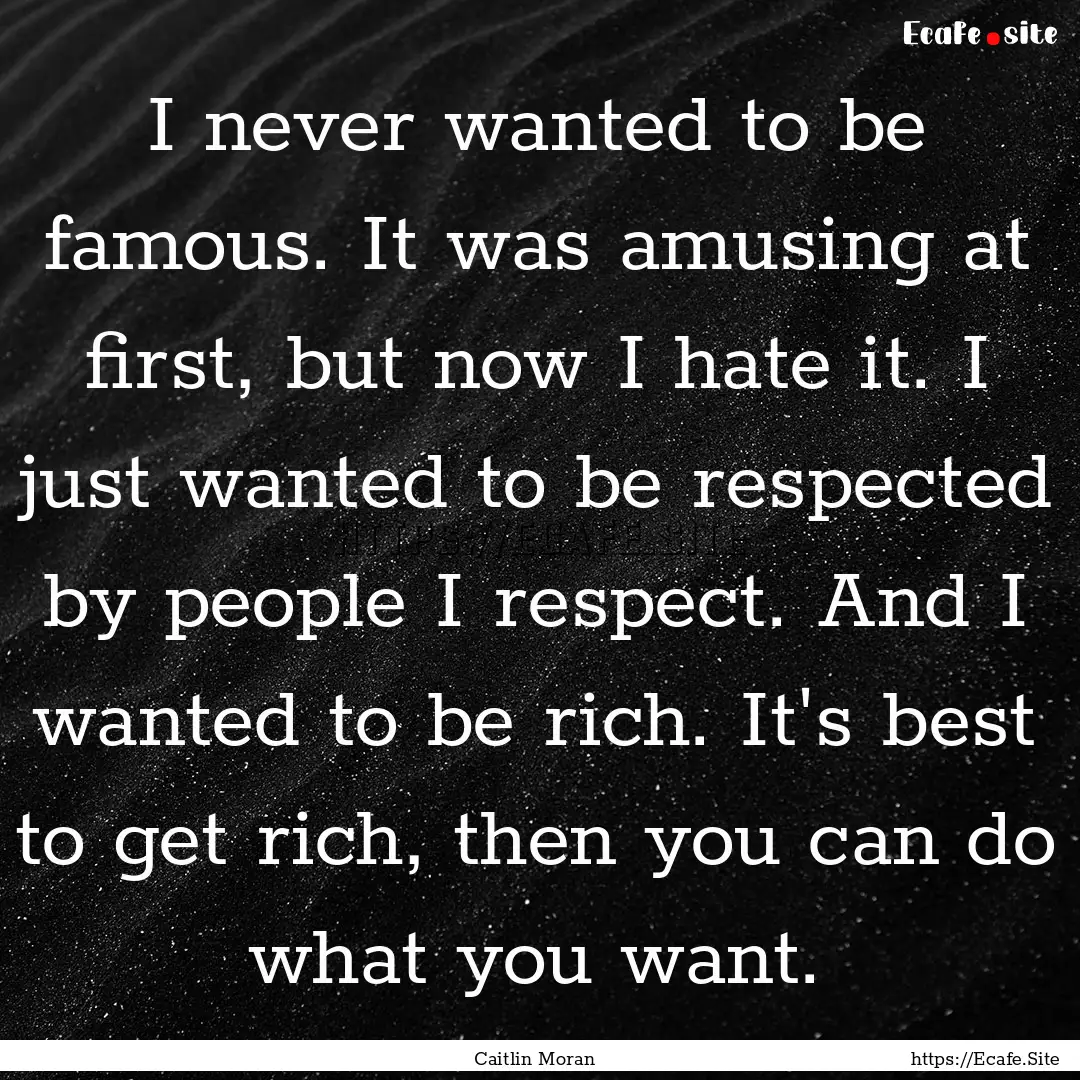 I never wanted to be famous. It was amusing.... : Quote by Caitlin Moran