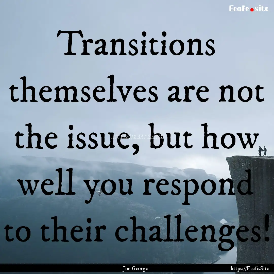 Transitions themselves are not the issue,.... : Quote by Jim George