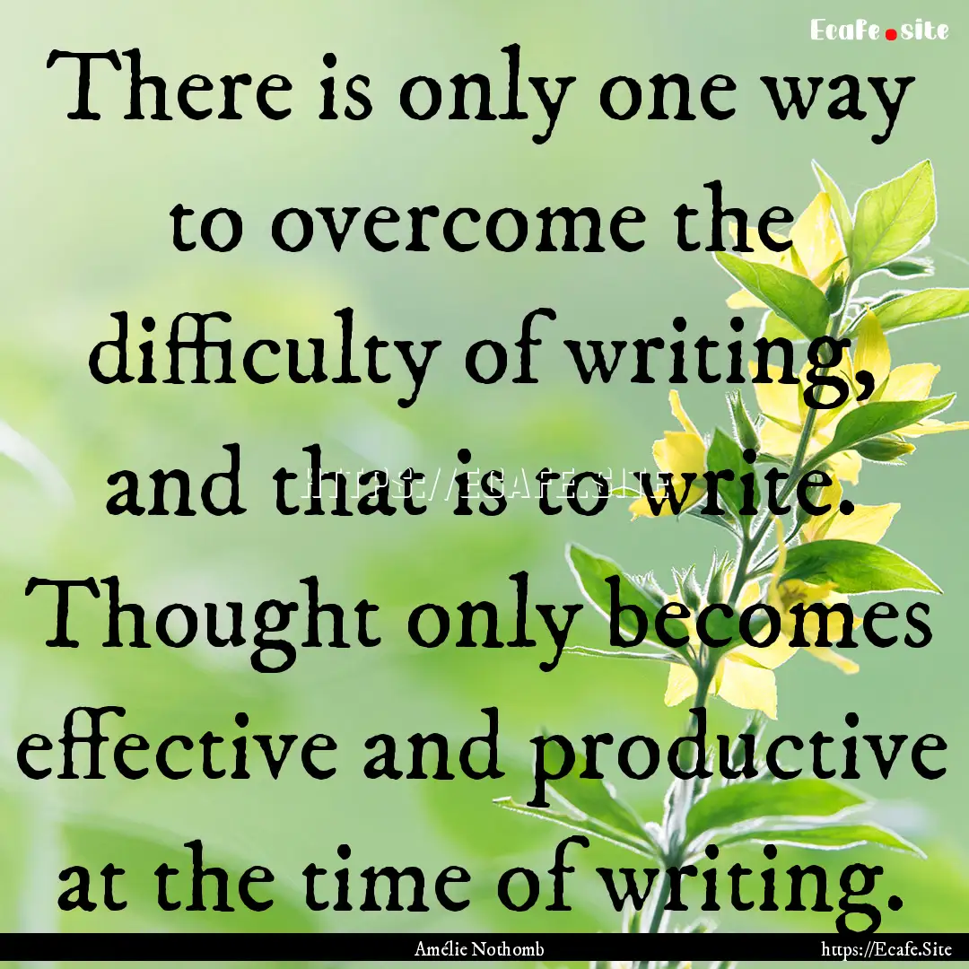 There is only one way to overcome the difficulty.... : Quote by Amélie Nothomb