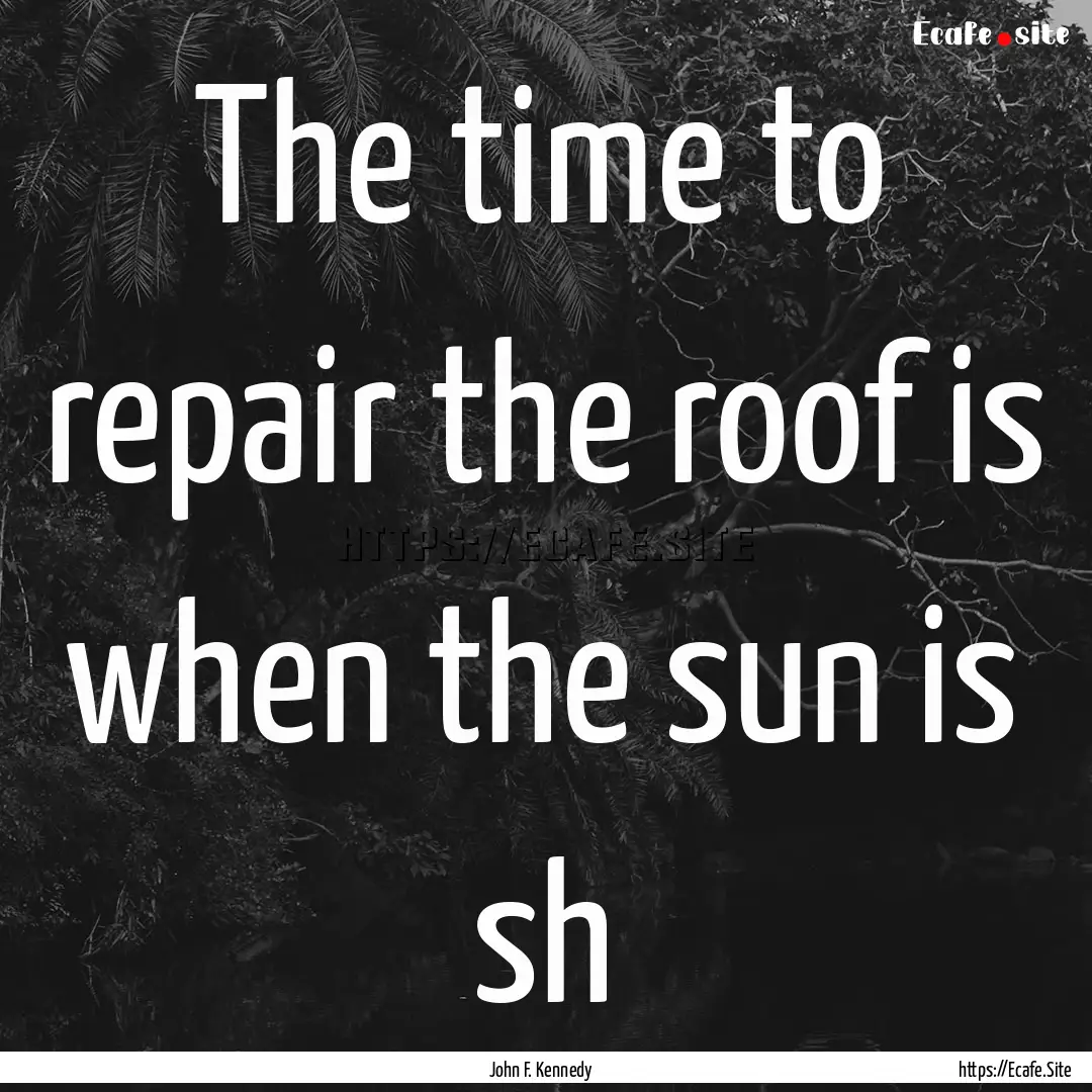 The time to repair the roof is when the sun.... : Quote by John F. Kennedy