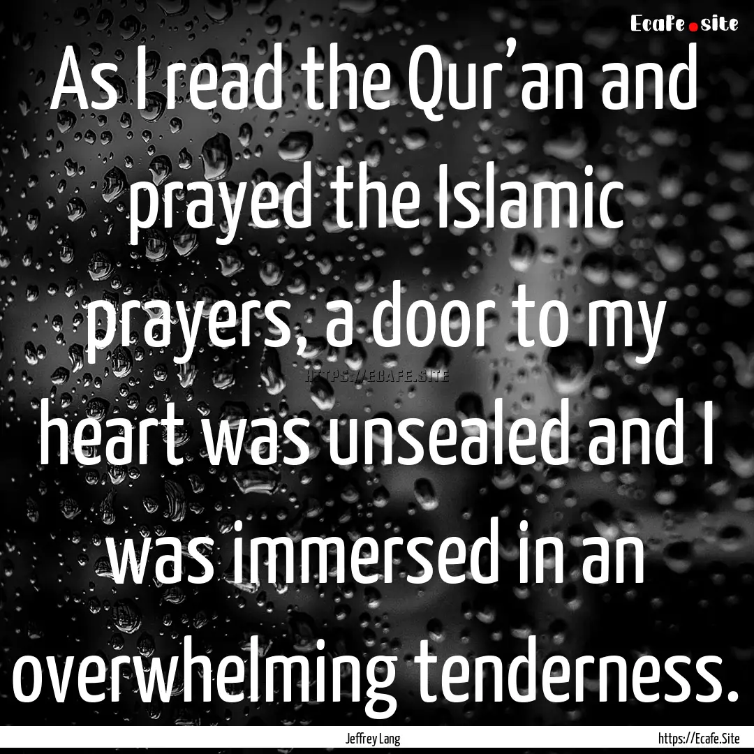 As I read the Qur’an and prayed the Islamic.... : Quote by Jeffrey Lang