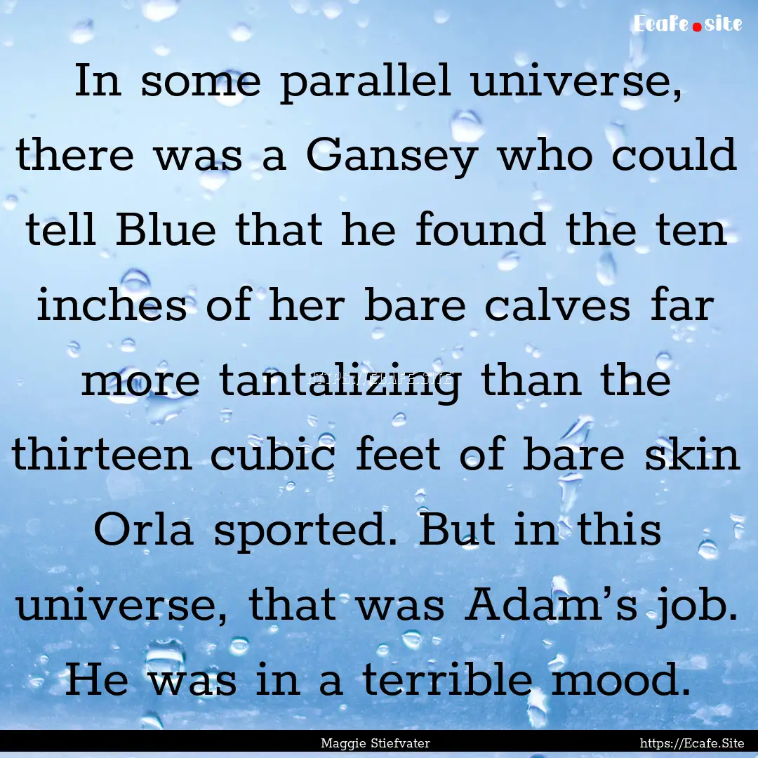 In some parallel universe, there was a Gansey.... : Quote by Maggie Stiefvater