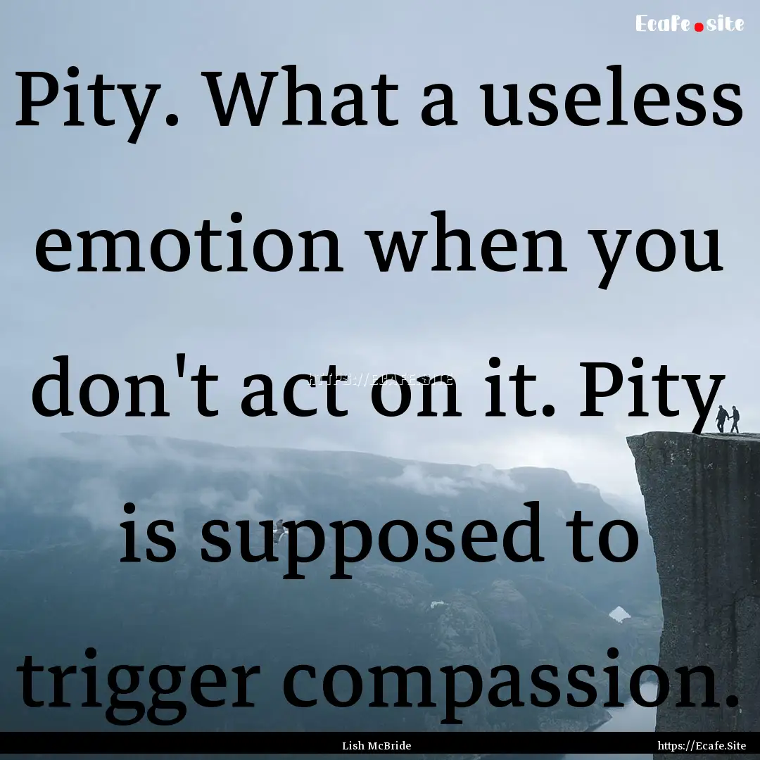 Pity. What a useless emotion when you don't.... : Quote by Lish McBride