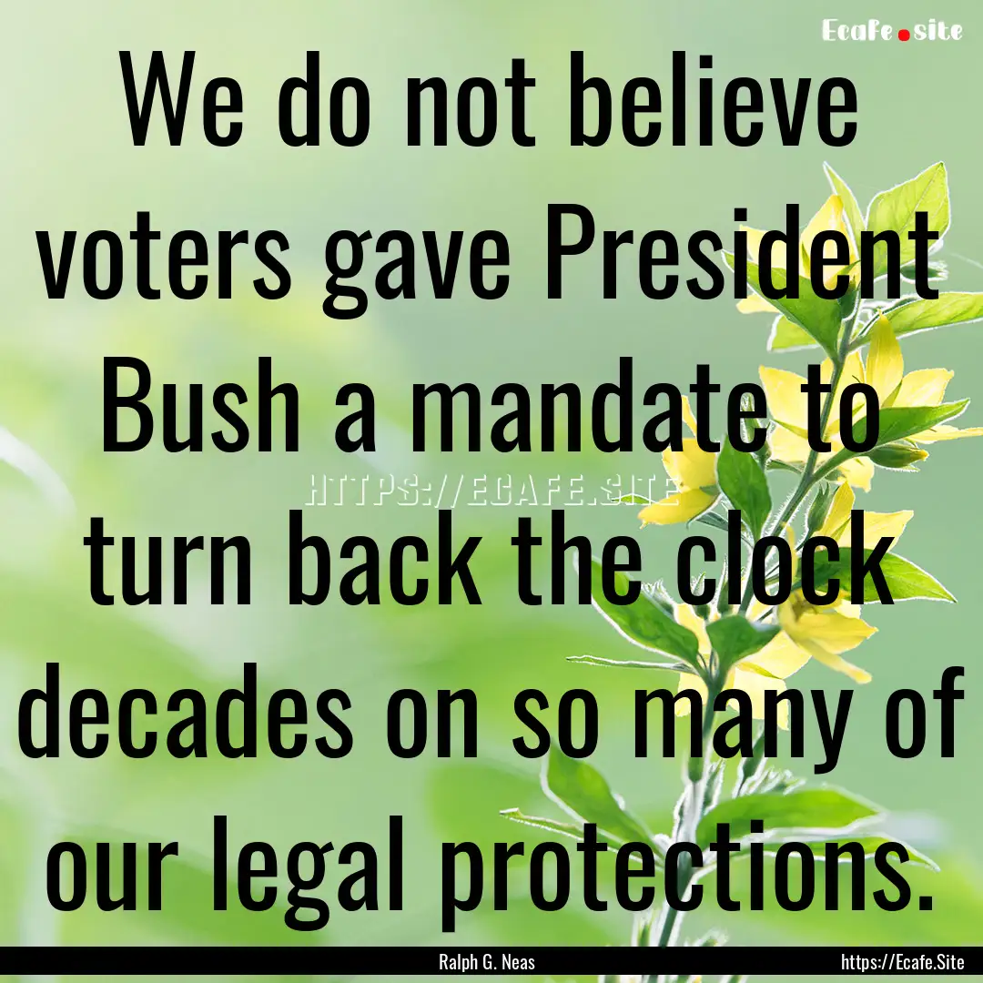 We do not believe voters gave President Bush.... : Quote by Ralph G. Neas