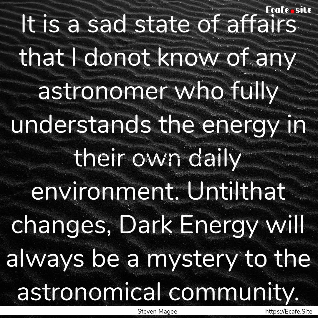 It is a sad state of affairs that I donot.... : Quote by Steven Magee