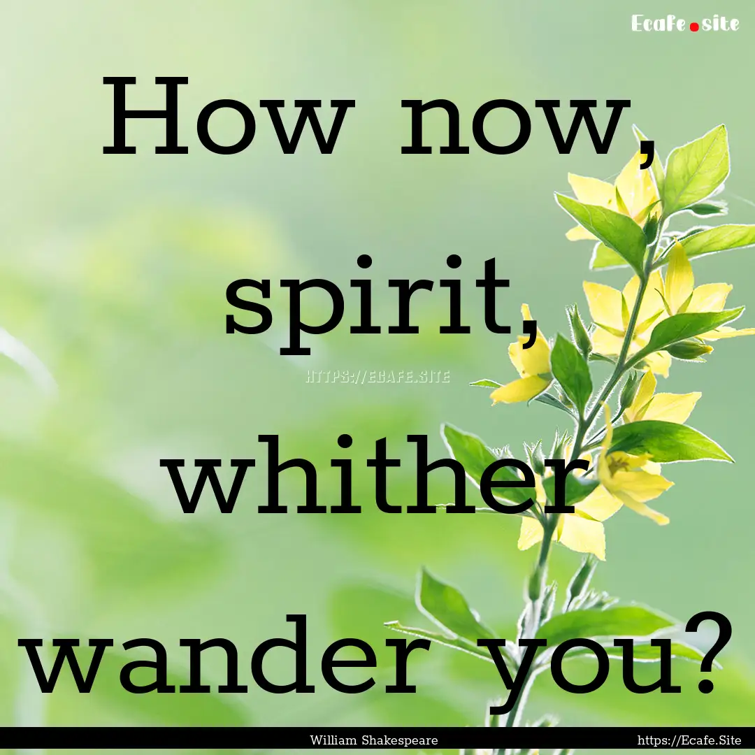 How now, spirit, whither wander you? : Quote by William Shakespeare