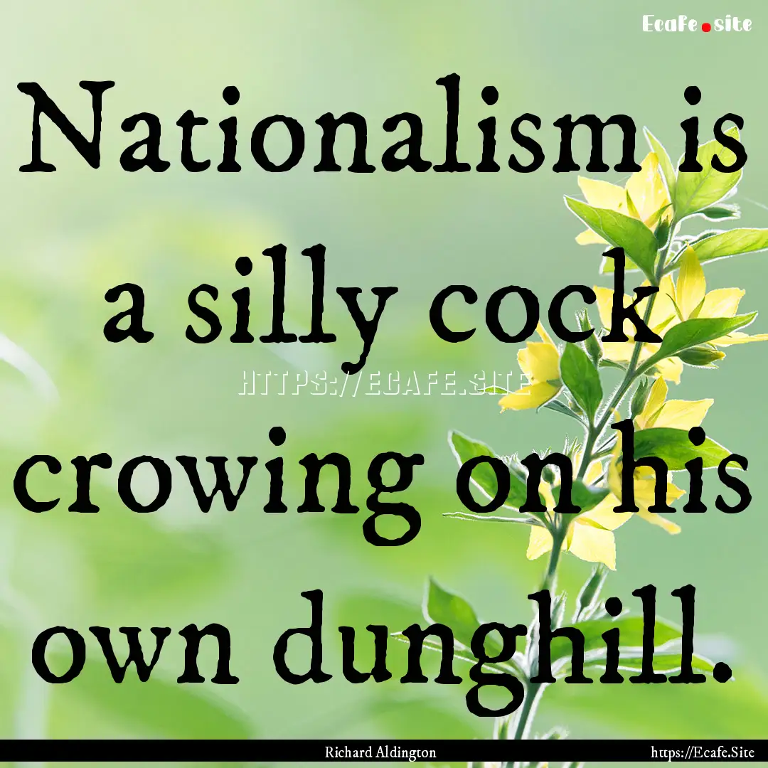 Nationalism is a silly cock crowing on his.... : Quote by Richard Aldington