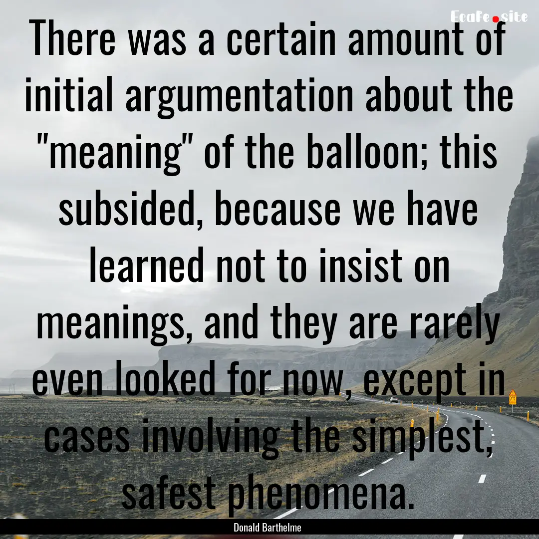 There was a certain amount of initial argumentation.... : Quote by Donald Barthelme